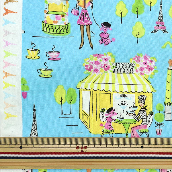 [From quantity 5] Fabric "USA Cotton Bonjour Paris Pwak019-Xblue"