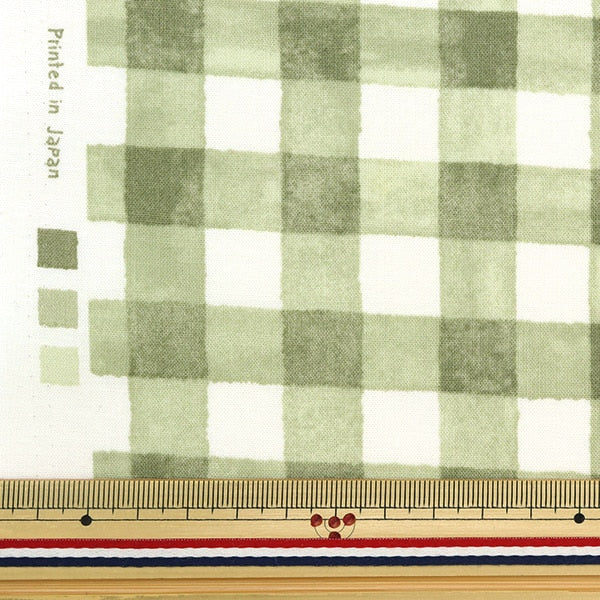 [From quantity 5] Fabric 『Scare Print Simple Happiness Check Khaki SO-56700-3B]
