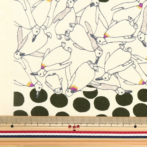 [来自数量5] 织物 “斜纹打印 波尔卡圆点企鹅黑色KTS6926-E] COTTON KOBAYASHI