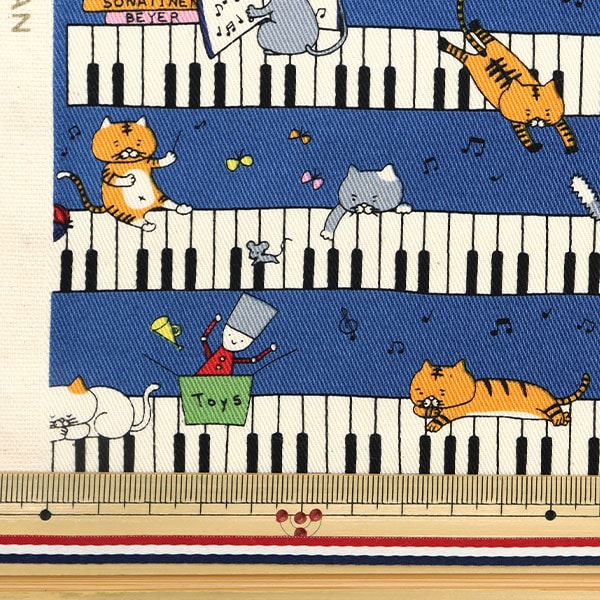 [来自数量5] 织物 “ Twill Print键盘Neko Blue KTS6929-B” COTTON KOBAYASHI