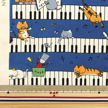 [来自数量5] 织物 “ Twill Print键盘Neko Blue KTS6929-B” COTTON KOBAYASHI
