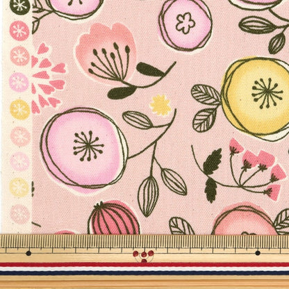 [From quantity 5] Fabric 『Oxford Nordic Forest Flower Pattern Rose AP32903-1B]