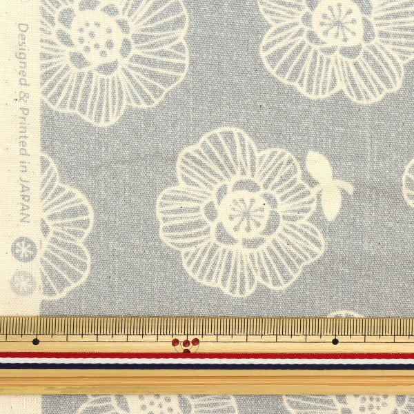[From quantity 5] Fabric 『Oxford Scandinavian forest flower pattern gray AP32903-2C]