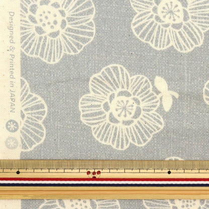 [From quantity 5] Fabric 『Oxford Scandinavian forest flower pattern gray AP32903-2C]