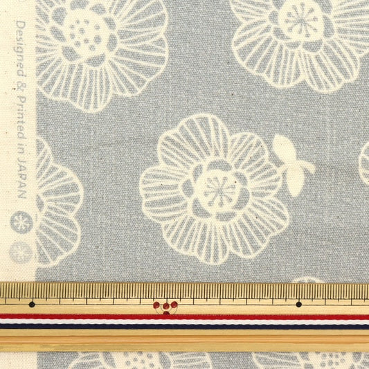 [From quantity 5] Fabric 『Oxford Scandinavian forest flower pattern gray AP32903-2C]