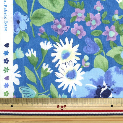 [From quantity 5] Fabric "Emiko Collection Premium Gauze Fleur Blue SEC2503-BL"