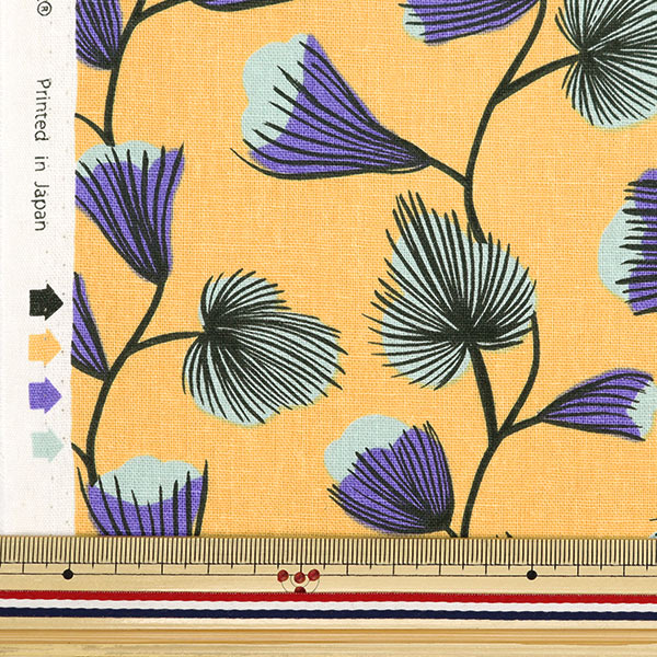 [From quantity 5] Fabric "Cotton hemp canvas coot blue bell yellow FF10512-A"