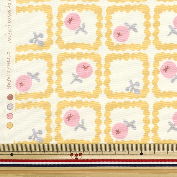 [From quantity 5] Fabric 『Oxford Onnera Scandinavian floral pattern Yellow on10497-A]