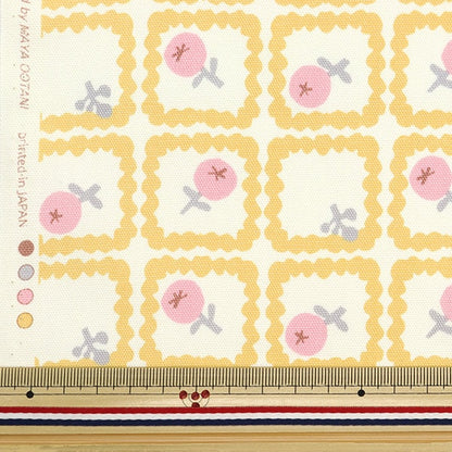 [From quantity 5] Fabric 『Oxford Onnera Scandinavian floral pattern Yellow on10497-A]