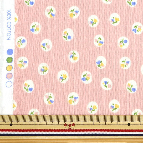 [From quantity 5] Fabric 『Scare Print Home Sister Polka dotsFloral pattern peach HS10499-A]