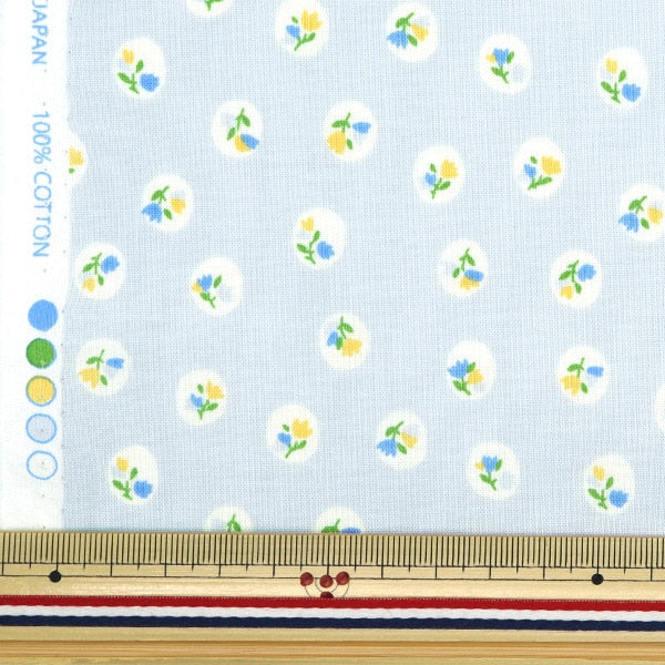 [From quantity 5] Fabric 『Scare Print Home Sister Polka dotsFloral pattern soda HS10499-B]
