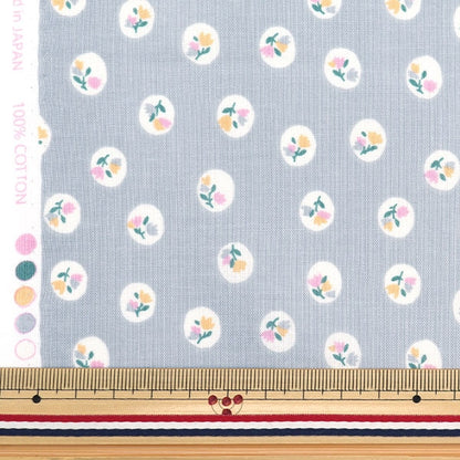 [From quantity 5] Fabric 『Scare Print Home Sister Polka dotsFloral pattern gray HS104999-E]