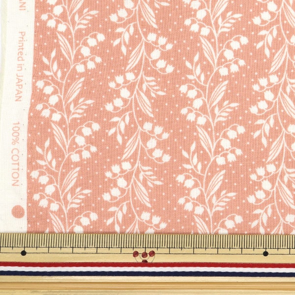[From quantity 5] Fabric 『Scare Print Home Sister Suzuran Pattern Peach HS10501-A]