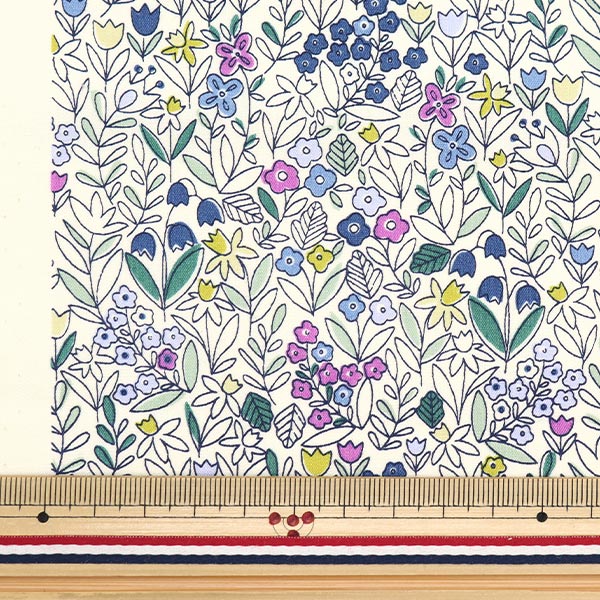 [From quantity 5] Fabric "Broad small floral pattern blue x white KTS6921-B" COTTON KOBAYASHI
