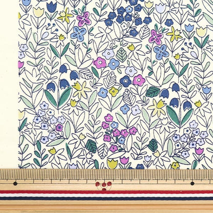 [From quantity 5] Fabric "Broad small floral pattern blue x white KTS6921-B" COTTON KOBAYASHI
