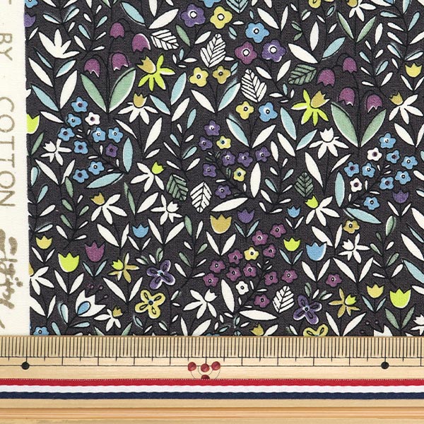 [From quantity 5] Fabric "Broad small flower pattern black KTS6921-F" COTTON KOBAYASHI