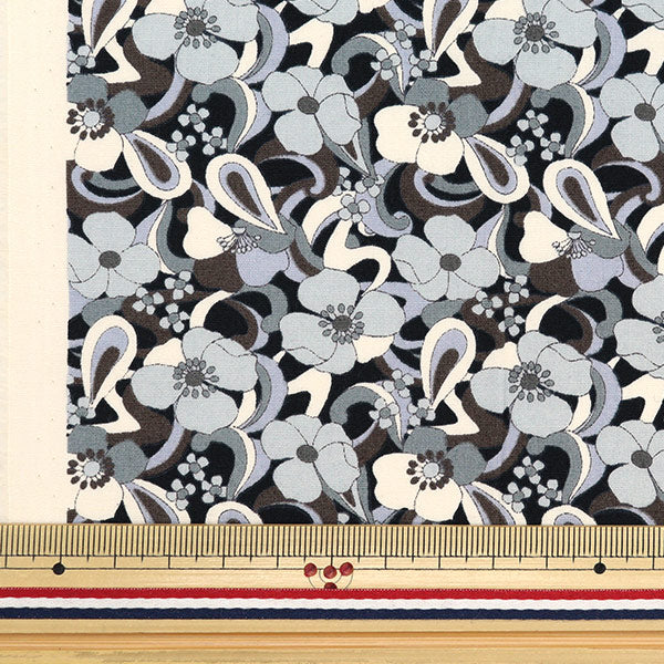 [From quantity 5] Fabric "Broad flower gray KTS6866-E" COTTON KOBAYASHI