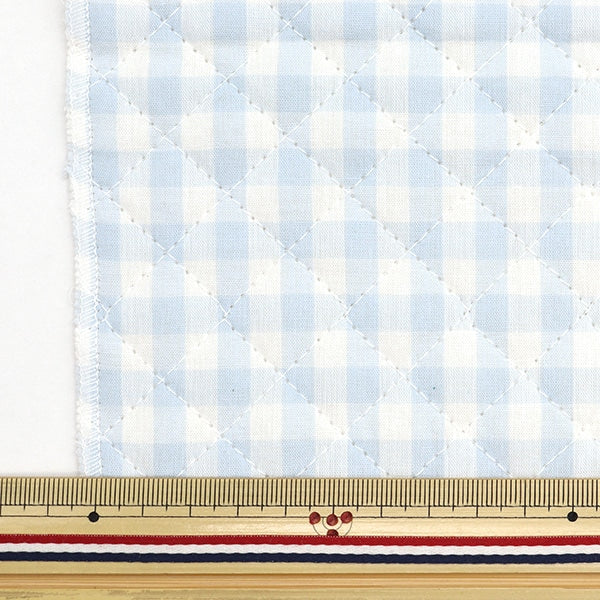 Fabric "Pre -dyed gingham quilting large Cut Cloth Approximately 105cm x 50cm Light Blue C-QCO-GIL-LBL]