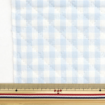Fabric "Pre -dyed gingham quilting large Cut Cloth Approximately 105cm x 50cm Light Blue C-QCO-GIL-LBL]