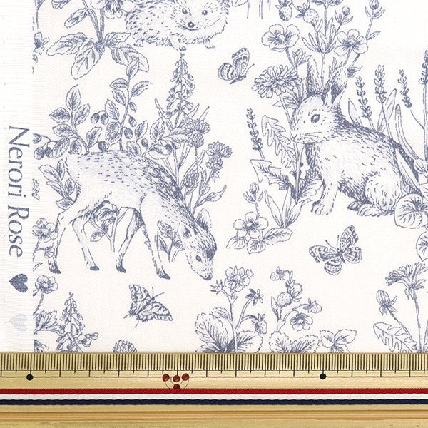 [From quantity 5] Fabric "Cotton Satin Nerori Rose Garden Navy NRF-01NV"