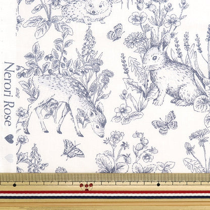 [From quantity 5] Fabric "Cotton Satin Nerori Rose Garden Navy NRF-01NV"