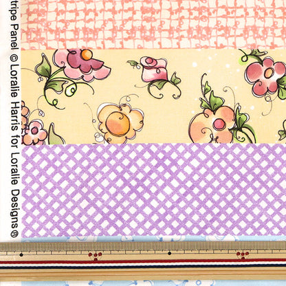Fabric "USA Cotton Lorai Design Little Gray Cat Strip Panel Pattern 692-570"