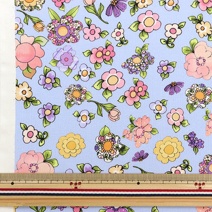 [From quantity 5] Fabric "USA Cotton Loralai Design Flowery Pattern Blue 692-573"