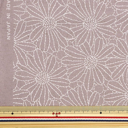 [From quantity 5] Fabric "Cotton hemp canvas lacquer print flower purple KTS6957-D" COTTON KOBAYASHI