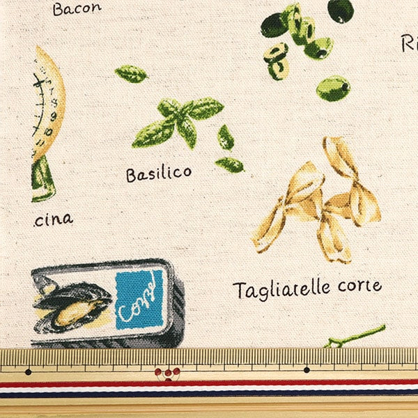 [From quantity 5] Fabric "Cotton hemp canvas pasta pattern pattern kts6967-A" COTTON KOBAYASHI