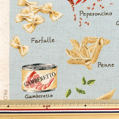 [From quantity 5] Fabric "Cotton hemp canvas pasta pattern Sky Blue KTS6967-B" COTTON KOBAYASHI