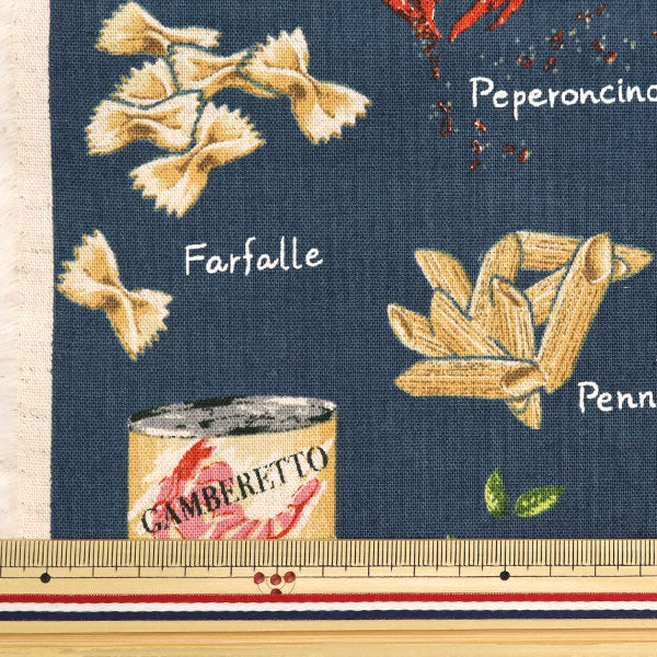 [From quantity 5] Fabric "Cotton hemp canvas pasta pattern knight blue KTS6967-D" COTTON KOBAYASHI