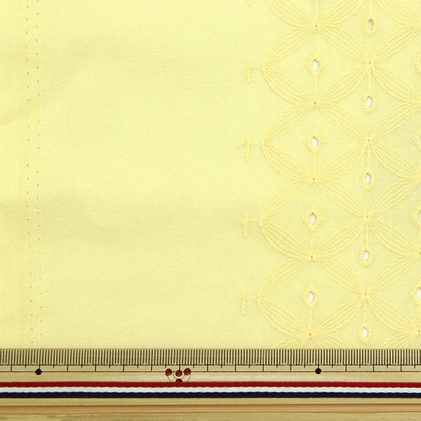 [From quantity 5] Fabric "Eyelette Lace Dandelion Light Yellow Kof-49-LY"