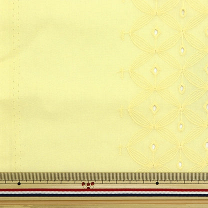 [From quantity 5] Fabric "Eyelette Lace Dandelion Light Yellow Kof-49-LY"