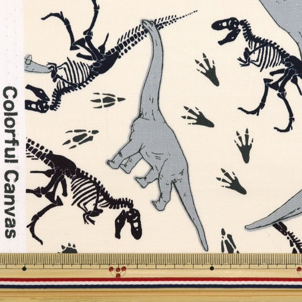 [From quantity 5] Fabric 『Oxford Dinosaur pattern natural COCA-GRRR-G "