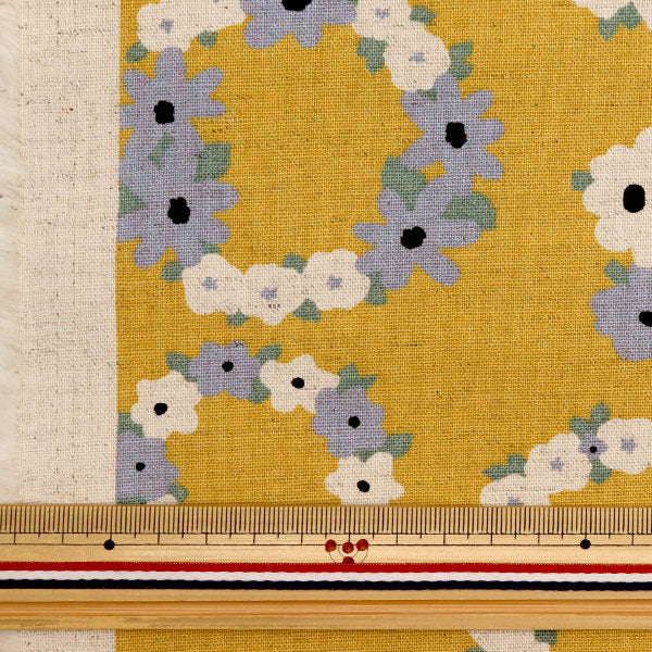 [From quantity 5] Fabric "Ukako Cotton Cotton Hais Canvas Lease Mustard Yellow Up5885-C" COTTON KOBAYASHI