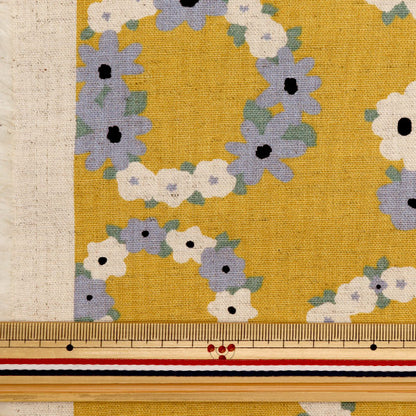 [From quantity 5] Fabric "Ukako Cotton Cotton Hais Canvas Lease Mustard Yellow Up5885-C" COTTON KOBAYASHI