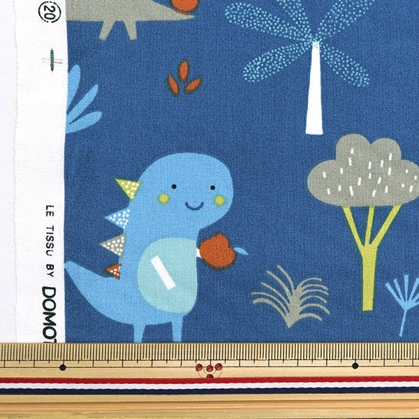 [From quantity 5] Fabric "DOMOTEX Cotton Print Dinosaur Lunch Time Blue DOMO-CPT2"