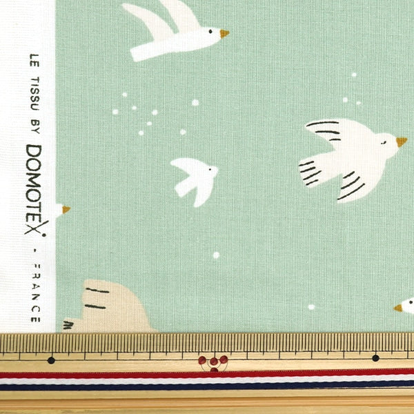 [From quantity 5] Fabric "DOMOTEX Cotton Print Squid Flying Green DOMO-CPT6"