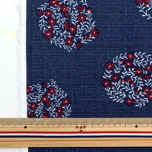 [From quantity 5] Fabric "LE DEPART Cotton Buckingham Flower Navy 142-1296-A3"