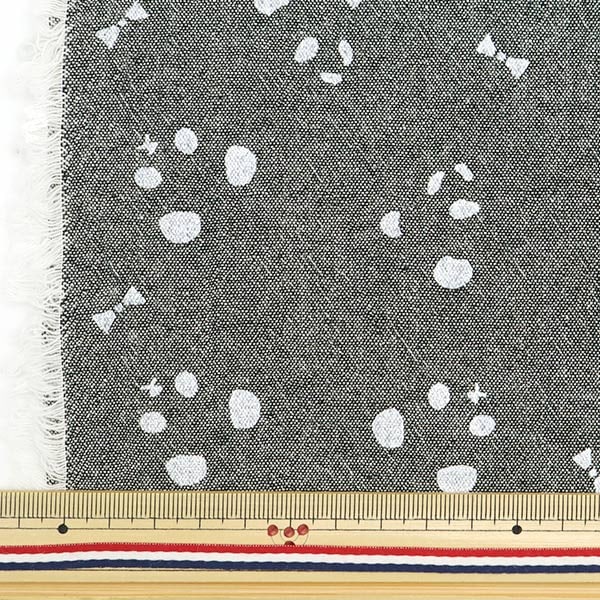 [From quantity 5] Fabric "Imadoki Remenarine Dyeing Shambray PandaRibbon Black IMAF-15BK]