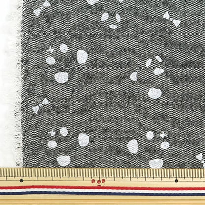 [From quantity 5] Fabric "Imadoki Remenarine Dyeing Shambray PandaRibbon Black IMAF-15BK]