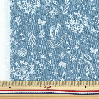 [From quantity 5] Fabric "Imadoki Remaining thread dyed Shambray Wild Flower Blue IMAF-16bl"