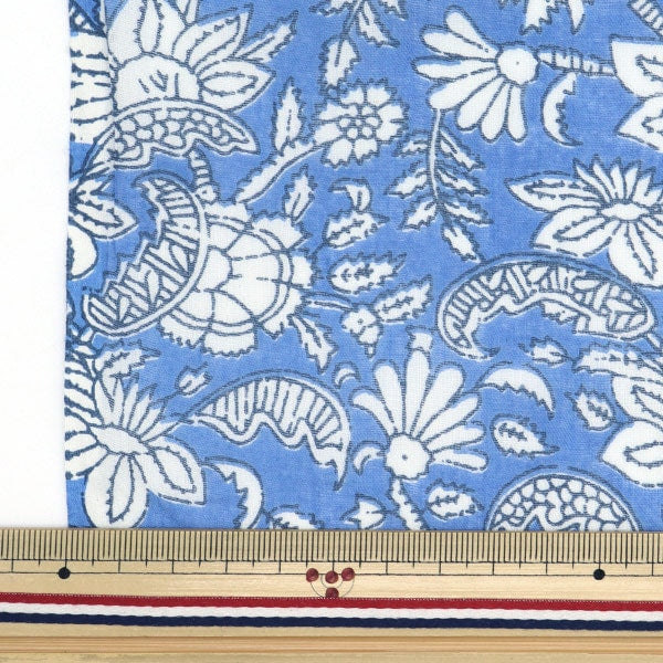 [From quantity 5] Fabric "Indoor printed Saraya Blue RAM-BOI-35-5"