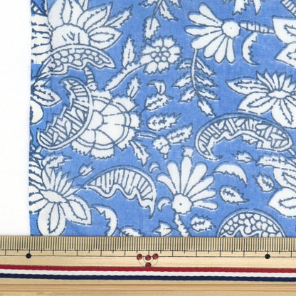 [From quantity 5] Fabric "Indoor printed Saraya Blue RAM-BOI-35-5"