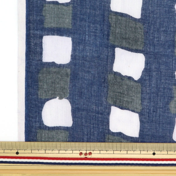 [From quantity 5] Fabric "Indoor print lattice pattern navy RAM-BOI-R33"