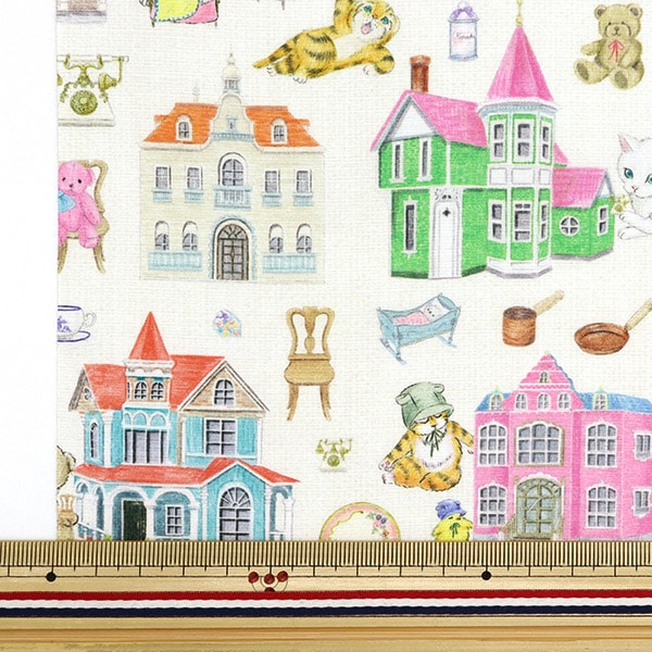 [From quantity 5] Fabric "60 Loan Digital Print 22fabric Nana Color Doll House Off White DP-4430-4A"