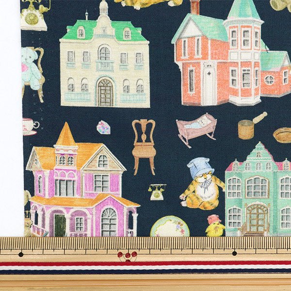 [From quantity 5] Fabric "60 Loan Digital Print 22fabric Nana Color Doll House Navy DP-4430-4C"