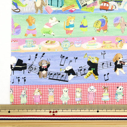 [From quantity 5] Fabric "60 Loan Digital Print 22Fabric Hobby Border Red x Blue DP-4430-6C"