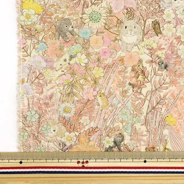 [From quantity 5] Fabric "Cotton linenSheetingPrint 22fabric Botanical Flower Pink DP-4855-2B]