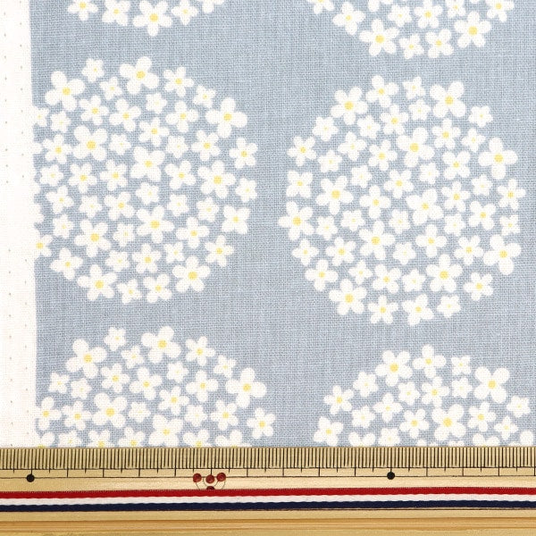 [From quantity 5] Fabric "Cotton hemp canvas hydrangea gray x Yellow HYDRANGEA-B"